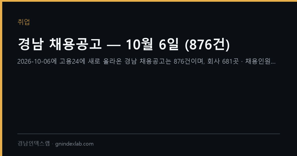 경남 채용공고 — 10월 6일 (876건)