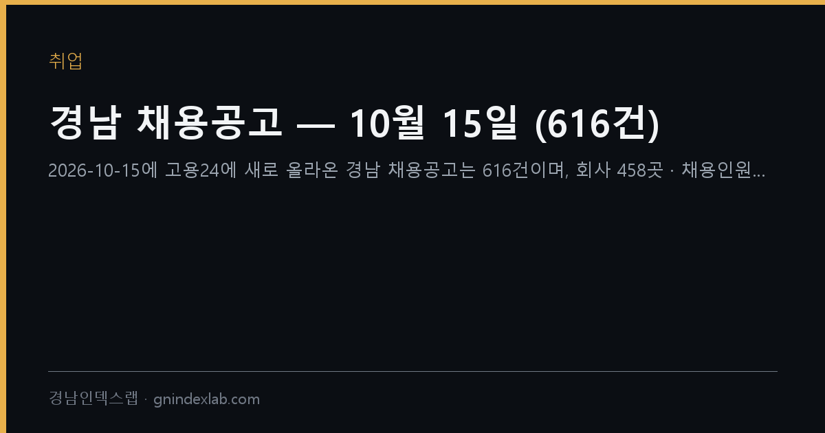 경남 채용공고 — 10월 15일 (616건)